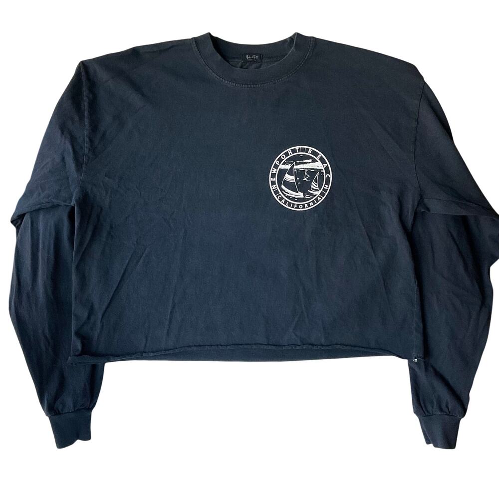John Gilt Women Long Sleeve Crewneck Crop Top Shirt size M, Black, Newport CA